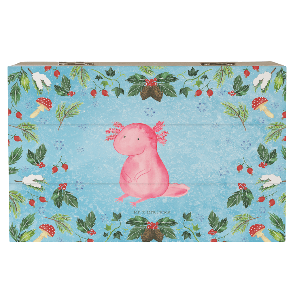 Holzkiste Axolotl Glücklich Holzkiste, Kiste, Schatzkiste, Truhe, Schatulle, XXL, Erinnerungsbox, Erinnerungskiste, Dekokiste, Aufbewahrungsbox, Winter, Weihnachten, Weihnachtsdeko, Nikolaus, Advent, Heiligabend, Wintermotiv