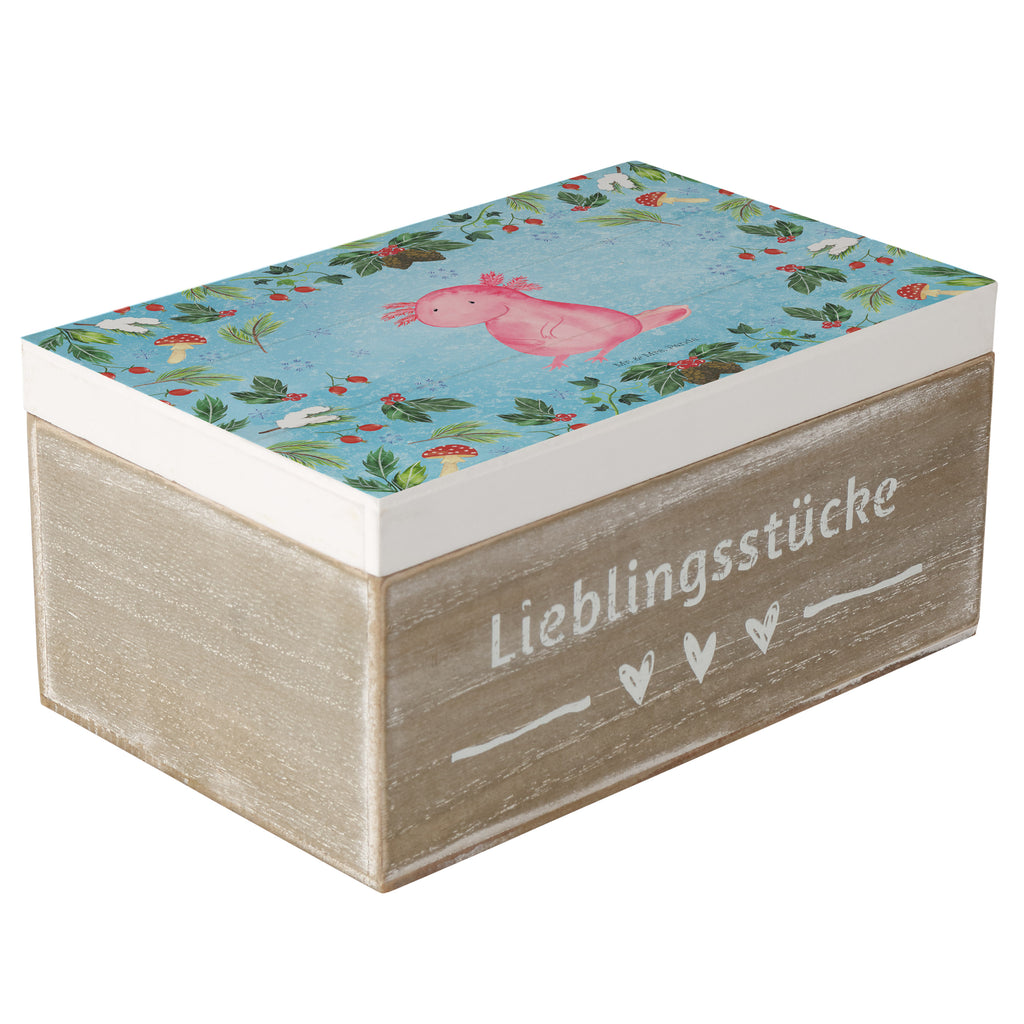 Holzkiste Axolotl Glücklich Holzkiste, Kiste, Schatzkiste, Truhe, Schatulle, XXL, Erinnerungsbox, Erinnerungskiste, Dekokiste, Aufbewahrungsbox, Winter, Weihnachten, Weihnachtsdeko, Nikolaus, Advent, Heiligabend, Wintermotiv