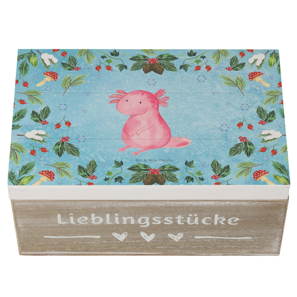 Holzkiste Axolotl Glücklich Holzkiste, Kiste, Schatzkiste, Truhe, Schatulle, XXL, Erinnerungsbox, Erinnerungskiste, Dekokiste, Aufbewahrungsbox, Winter, Weihnachten, Weihnachtsdeko, Nikolaus, Advent, Heiligabend, Wintermotiv