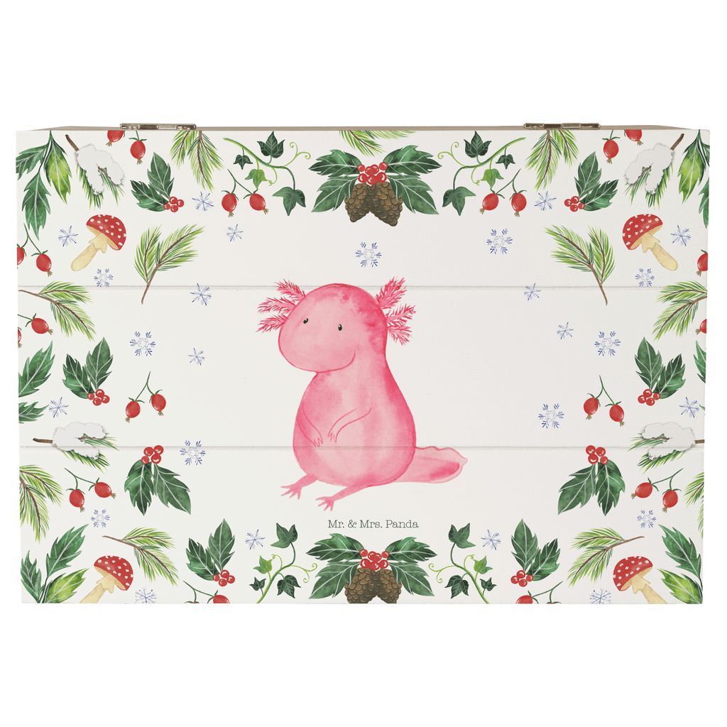 Holzkiste Axolotl Glücklich Holzkiste, Kiste, Schatzkiste, Truhe, Schatulle, XXL, Erinnerungsbox, Erinnerungskiste, Dekokiste, Aufbewahrungsbox, Winter, Weihnachten, Weihnachtsdeko, Nikolaus, Advent, Heiligabend, Wintermotiv
