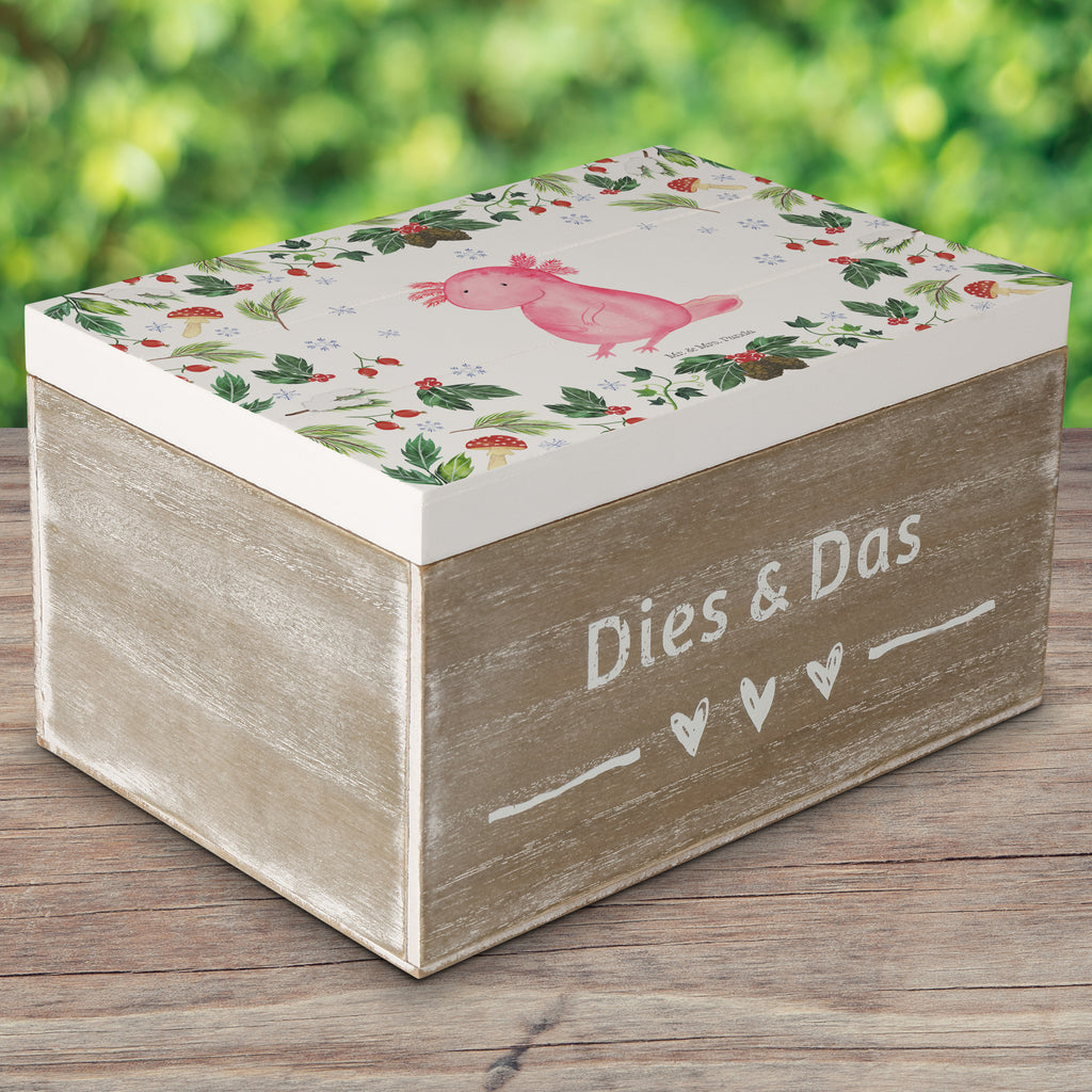 Holzkiste Axolotl Glücklich Holzkiste, Kiste, Schatzkiste, Truhe, Schatulle, XXL, Erinnerungsbox, Erinnerungskiste, Dekokiste, Aufbewahrungsbox, Winter, Weihnachten, Weihnachtsdeko, Nikolaus, Advent, Heiligabend, Wintermotiv