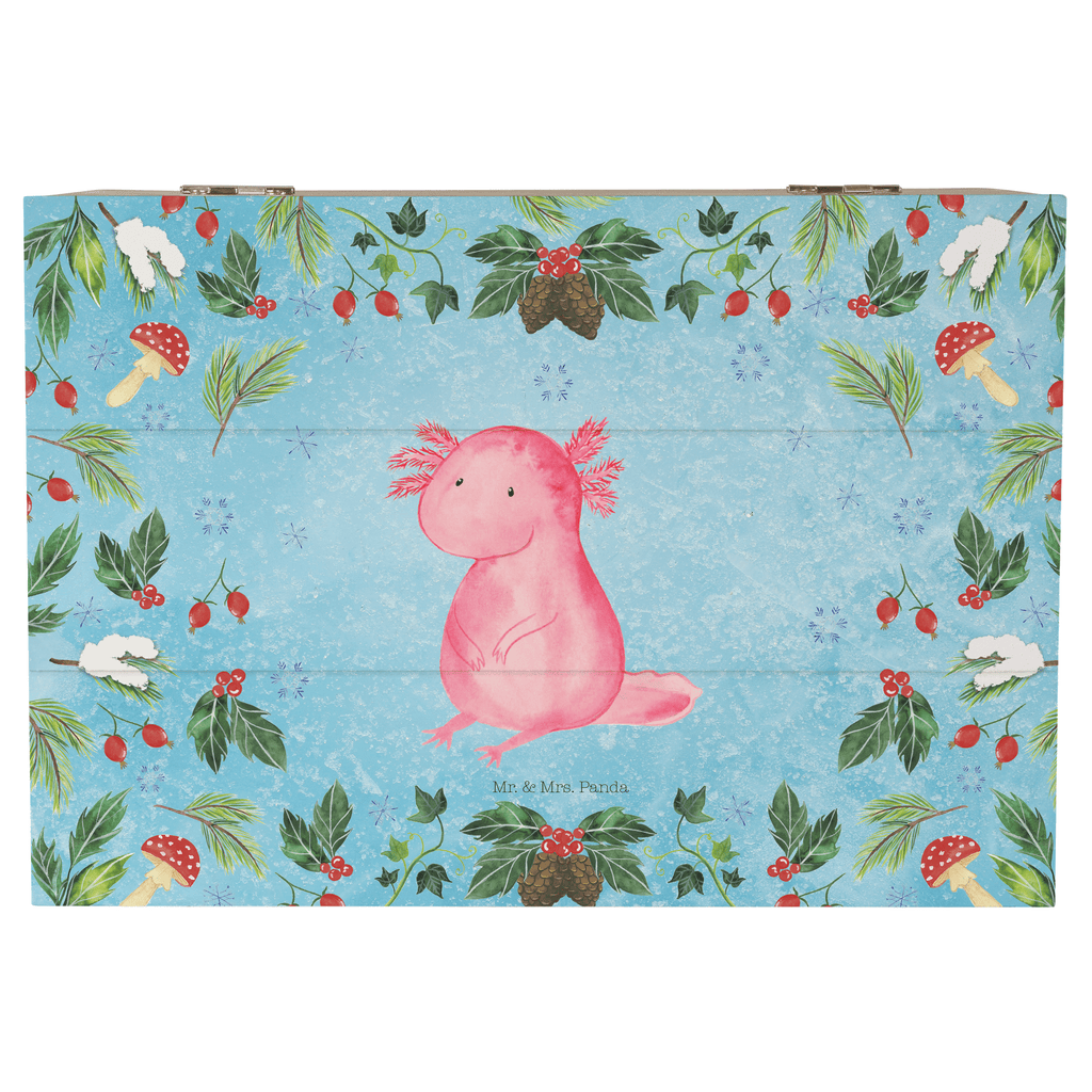 Holzkiste Axolotl Glücklich Holzkiste, Kiste, Schatzkiste, Truhe, Schatulle, XXL, Erinnerungsbox, Erinnerungskiste, Dekokiste, Aufbewahrungsbox, Winter, Weihnachten, Weihnachtsdeko, Nikolaus, Advent, Heiligabend, Wintermotiv