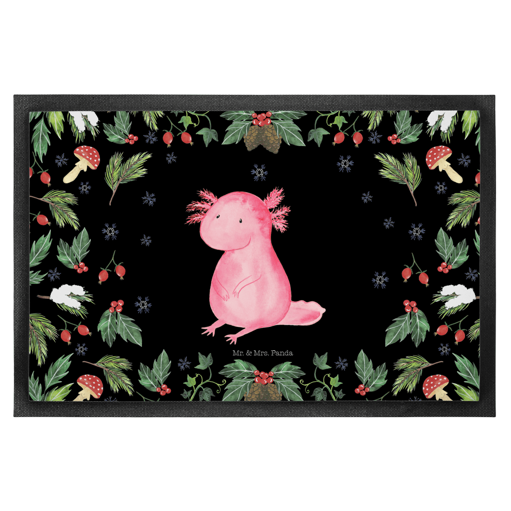 Fußmatte Axolotl Glücklich  Türvorleger, Schmutzmatte, Fußabtreter, Matte, Schmutzfänger, Fußabstreifer, Schmutzfangmatte, Türmatte, Motivfußmatte,  Haustürmatte, Vorleger  Winter, Weihnachten, Weihnachtsdeko, Nikolaus, Advent, Heiligabend, Wintermotiv
