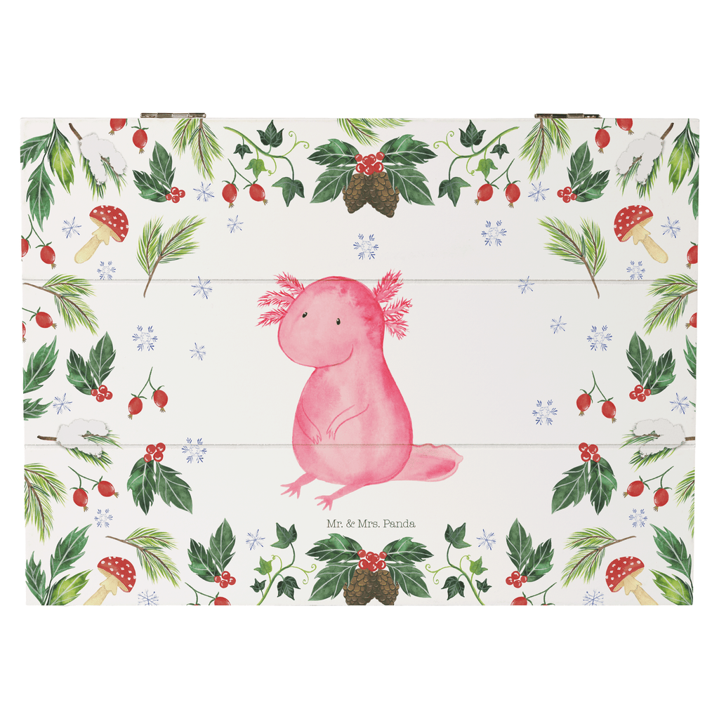 Holzkiste Axolotl Glücklich Holzkiste, Kiste, Schatzkiste, Truhe, Schatulle, XXL, Erinnerungsbox, Erinnerungskiste, Dekokiste, Aufbewahrungsbox, Winter, Weihnachten, Weihnachtsdeko, Nikolaus, Advent, Heiligabend, Wintermotiv