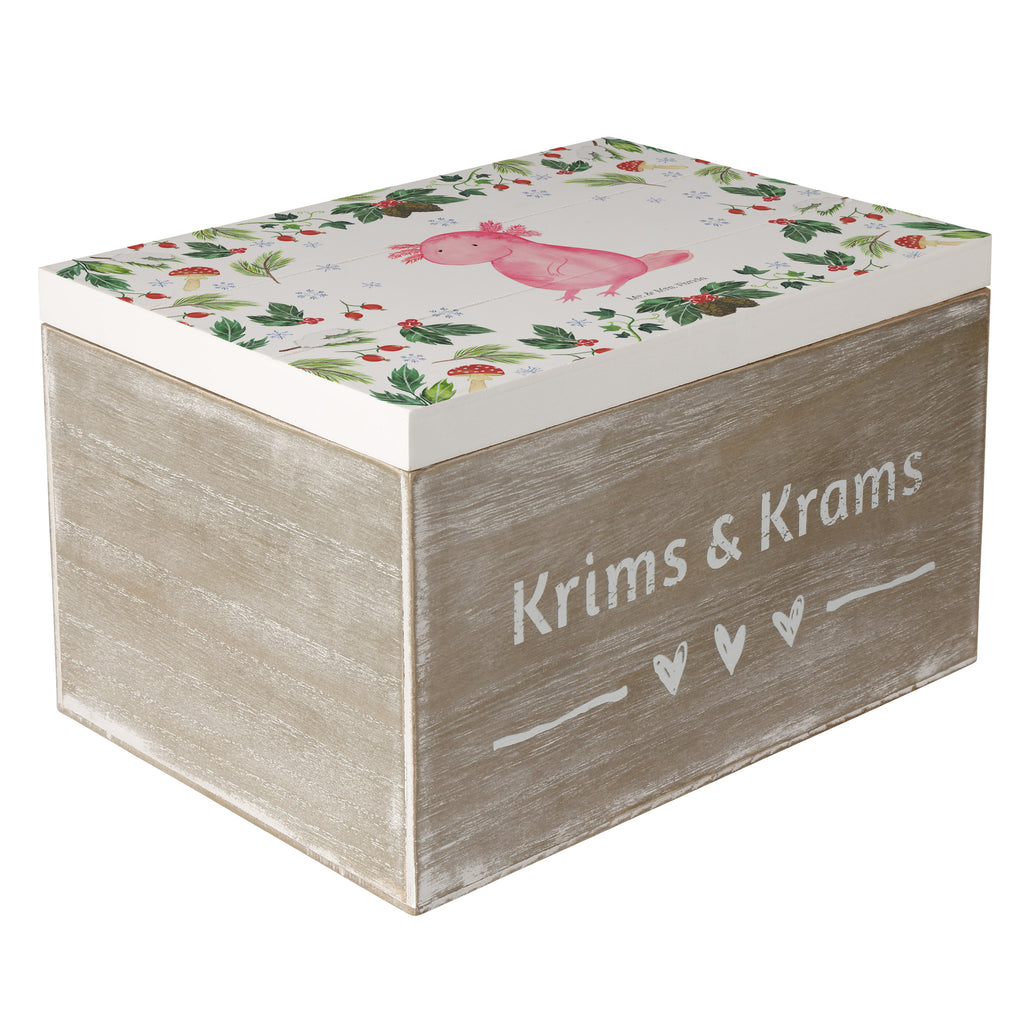 Holzkiste Axolotl Glücklich Holzkiste, Kiste, Schatzkiste, Truhe, Schatulle, XXL, Erinnerungsbox, Erinnerungskiste, Dekokiste, Aufbewahrungsbox, Winter, Weihnachten, Weihnachtsdeko, Nikolaus, Advent, Heiligabend, Wintermotiv