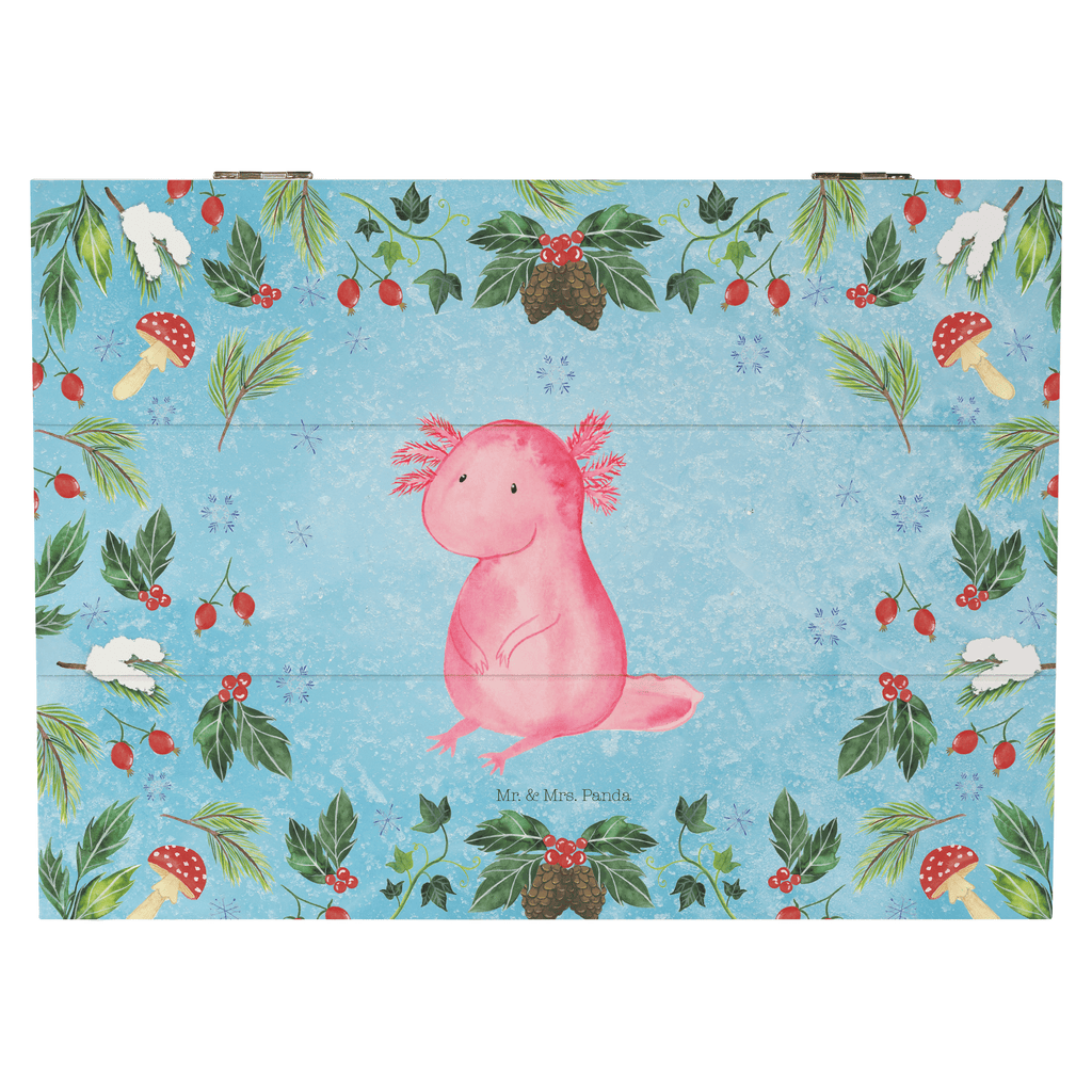 Holzkiste Axolotl Glücklich Holzkiste, Kiste, Schatzkiste, Truhe, Schatulle, XXL, Erinnerungsbox, Erinnerungskiste, Dekokiste, Aufbewahrungsbox, Winter, Weihnachten, Weihnachtsdeko, Nikolaus, Advent, Heiligabend, Wintermotiv