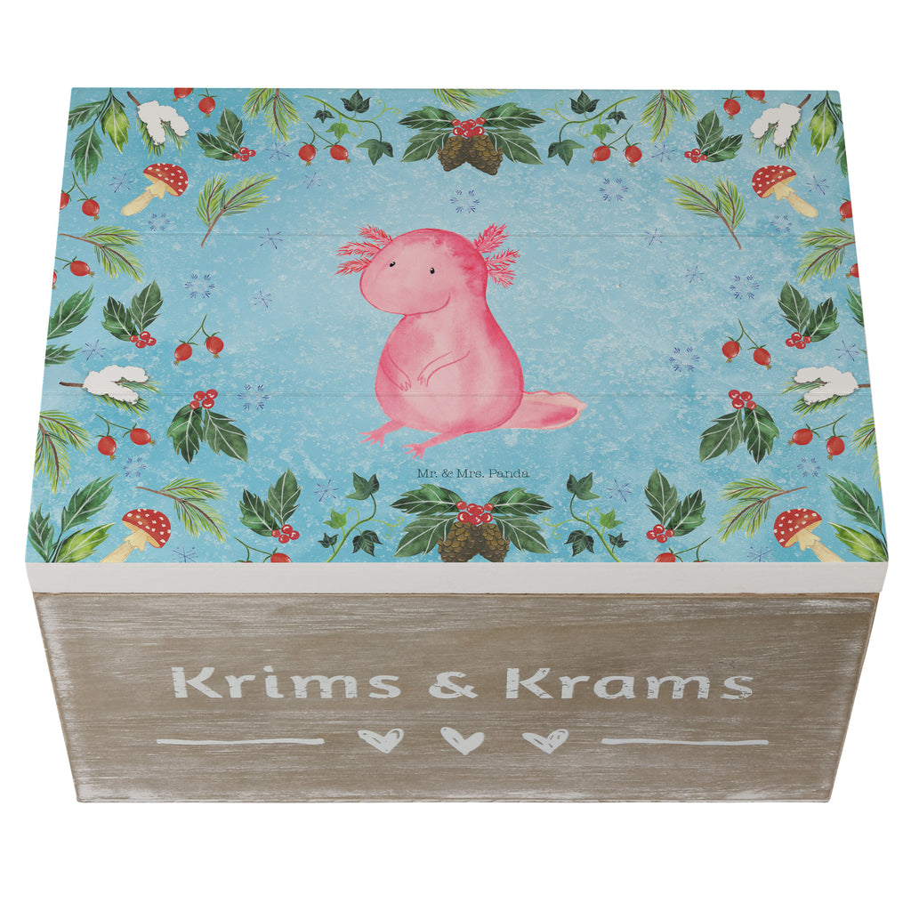 Holzkiste Axolotl Glücklich Holzkiste, Kiste, Schatzkiste, Truhe, Schatulle, XXL, Erinnerungsbox, Erinnerungskiste, Dekokiste, Aufbewahrungsbox, Winter, Weihnachten, Weihnachtsdeko, Nikolaus, Advent, Heiligabend, Wintermotiv