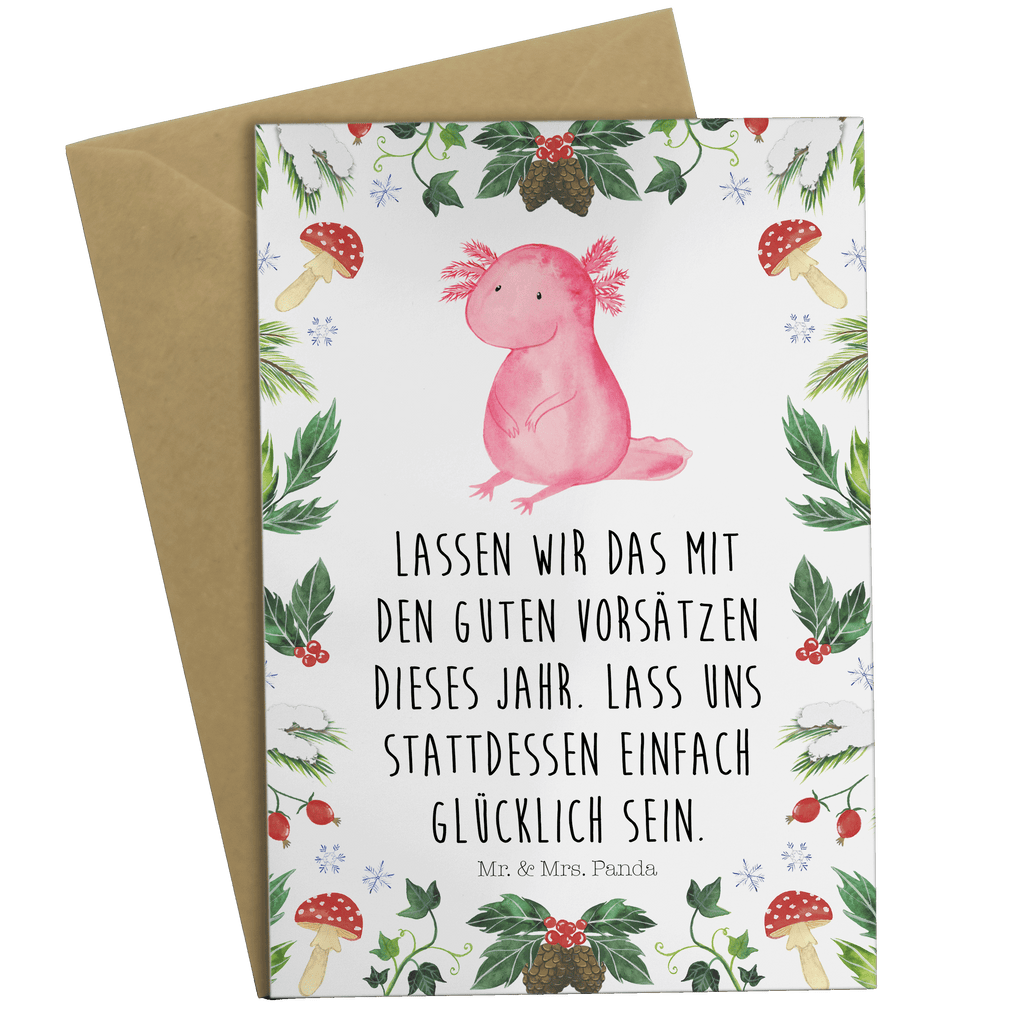 Grußkarte Axolotl Glücklich Klappkarte, Einladungskarte, Glückwunschkarte, Hochzeitskarte, Geburtstagskarte, Karte, Winter, Weihnachten, Weihnachtsdeko, Nikolaus, Advent, Heiligabend, Wintermotiv