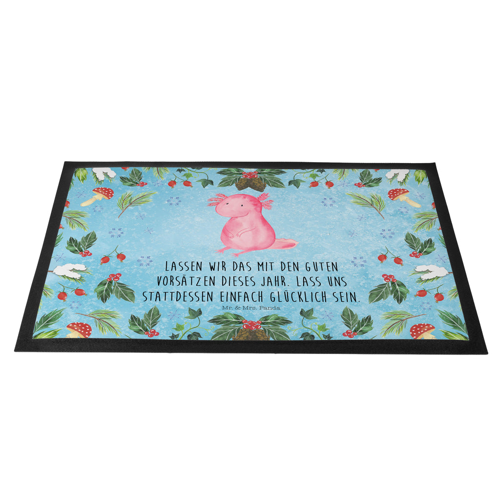 Fußmatte Axolotl Glücklich  Türvorleger, Schmutzmatte, Fußabtreter, Matte, Schmutzfänger, Fußabstreifer, Schmutzfangmatte, Türmatte, Motivfußmatte,  Haustürmatte, Vorleger  Winter, Weihnachten, Weihnachtsdeko, Nikolaus, Advent, Heiligabend, Wintermotiv