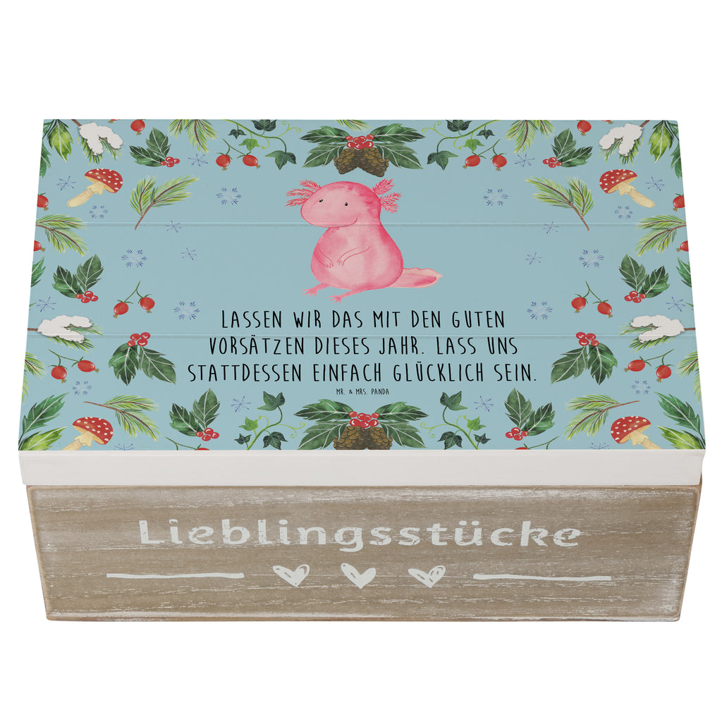 Holzkiste Axolotl Glücklich Holzkiste, Kiste, Schatzkiste, Truhe, Schatulle, XXL, Erinnerungsbox, Erinnerungskiste, Dekokiste, Aufbewahrungsbox, Winter, Weihnachten, Weihnachtsdeko, Nikolaus, Advent, Heiligabend, Wintermotiv