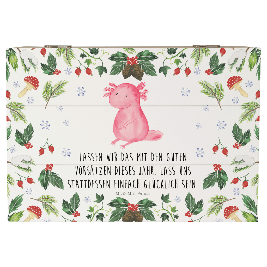 Holzkiste Axolotl Glücklich Holzkiste, Kiste, Schatzkiste, Truhe, Schatulle, XXL, Erinnerungsbox, Erinnerungskiste, Dekokiste, Aufbewahrungsbox, Winter, Weihnachten, Weihnachtsdeko, Nikolaus, Advent, Heiligabend, Wintermotiv