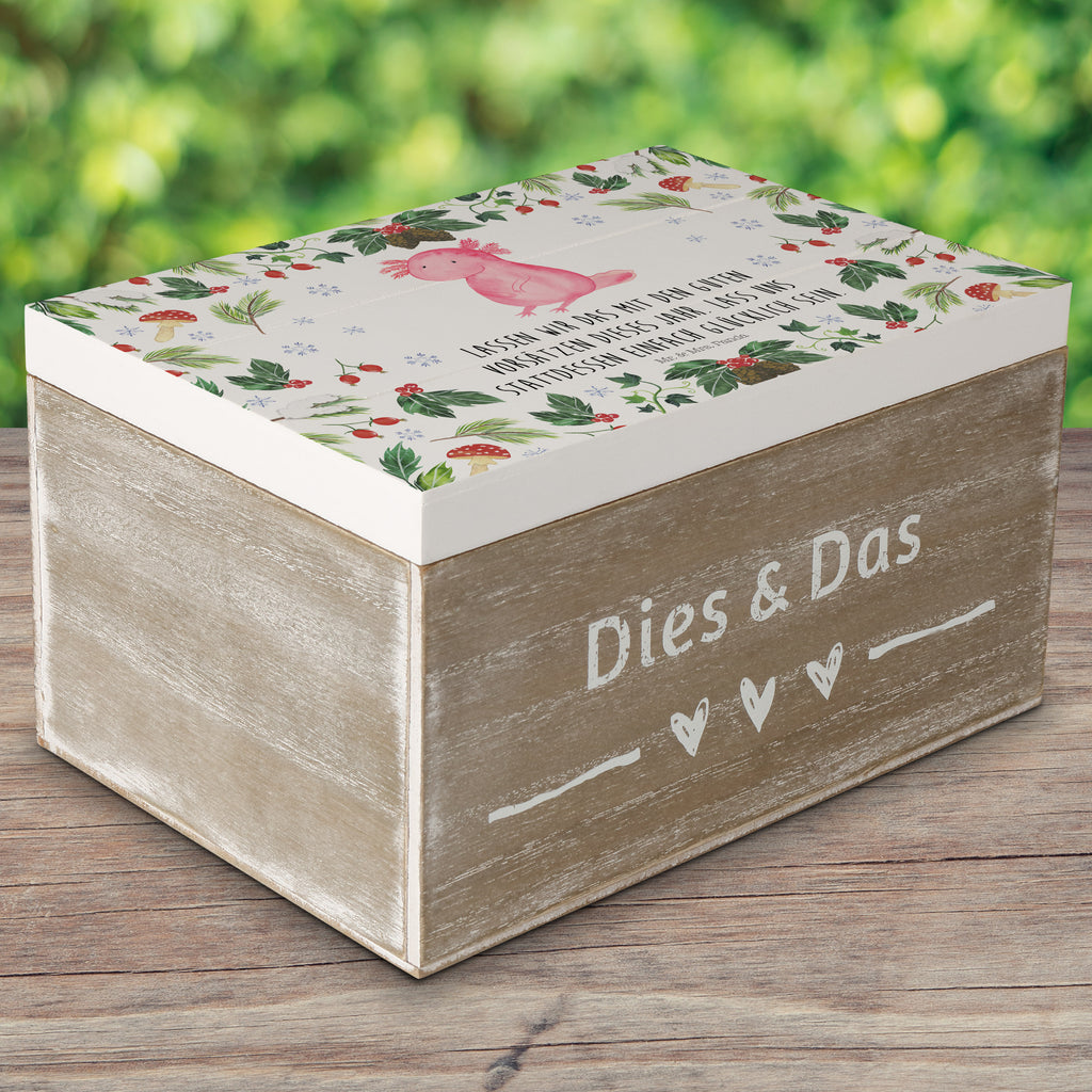 Holzkiste Axolotl Glücklich Holzkiste, Kiste, Schatzkiste, Truhe, Schatulle, XXL, Erinnerungsbox, Erinnerungskiste, Dekokiste, Aufbewahrungsbox, Winter, Weihnachten, Weihnachtsdeko, Nikolaus, Advent, Heiligabend, Wintermotiv