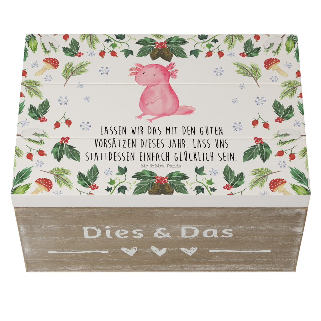 Holzkiste Axolotl Glücklich Holzkiste, Kiste, Schatzkiste, Truhe, Schatulle, XXL, Erinnerungsbox, Erinnerungskiste, Dekokiste, Aufbewahrungsbox, Winter, Weihnachten, Weihnachtsdeko, Nikolaus, Advent, Heiligabend, Wintermotiv