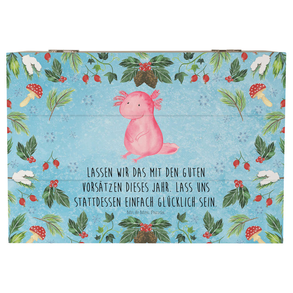 Holzkiste Axolotl Glücklich Holzkiste, Kiste, Schatzkiste, Truhe, Schatulle, XXL, Erinnerungsbox, Erinnerungskiste, Dekokiste, Aufbewahrungsbox, Winter, Weihnachten, Weihnachtsdeko, Nikolaus, Advent, Heiligabend, Wintermotiv