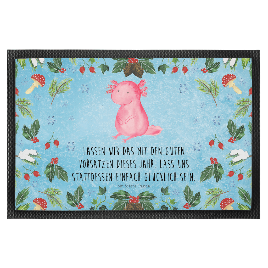 Fußmatte Axolotl Glücklich  Türvorleger, Schmutzmatte, Fußabtreter, Matte, Schmutzfänger, Fußabstreifer, Schmutzfangmatte, Türmatte, Motivfußmatte,  Haustürmatte, Vorleger  Winter, Weihnachten, Weihnachtsdeko, Nikolaus, Advent, Heiligabend, Wintermotiv