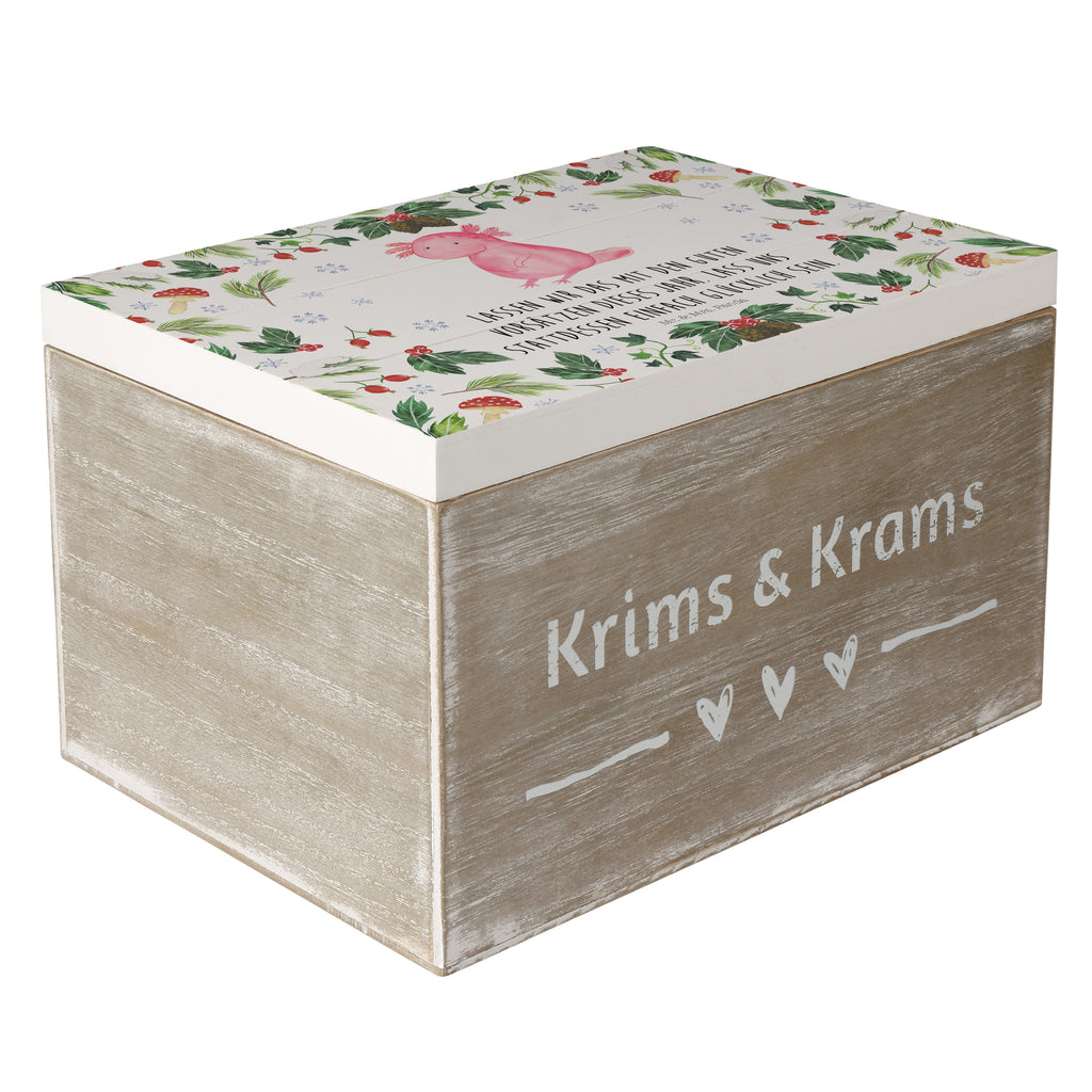 Holzkiste Axolotl Glücklich Holzkiste, Kiste, Schatzkiste, Truhe, Schatulle, XXL, Erinnerungsbox, Erinnerungskiste, Dekokiste, Aufbewahrungsbox, Winter, Weihnachten, Weihnachtsdeko, Nikolaus, Advent, Heiligabend, Wintermotiv