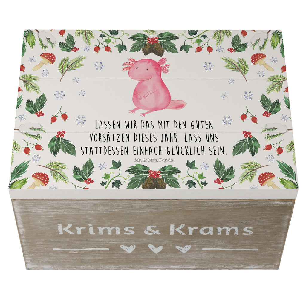 Holzkiste Axolotl Glücklich Holzkiste, Kiste, Schatzkiste, Truhe, Schatulle, XXL, Erinnerungsbox, Erinnerungskiste, Dekokiste, Aufbewahrungsbox, Winter, Weihnachten, Weihnachtsdeko, Nikolaus, Advent, Heiligabend, Wintermotiv