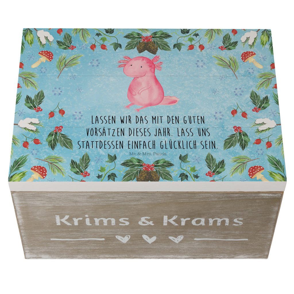 Holzkiste Axolotl Glücklich Holzkiste, Kiste, Schatzkiste, Truhe, Schatulle, XXL, Erinnerungsbox, Erinnerungskiste, Dekokiste, Aufbewahrungsbox, Winter, Weihnachten, Weihnachtsdeko, Nikolaus, Advent, Heiligabend, Wintermotiv