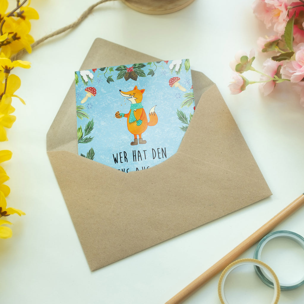 Grußkarte Fuchs Keksdose Klappkarte, Einladungskarte, Glückwunschkarte, Hochzeitskarte, Geburtstagskarte, Karte, Winter, Weihnachten, Weihnachtsdeko, Nikolaus, Advent, Heiligabend, Wintermotiv