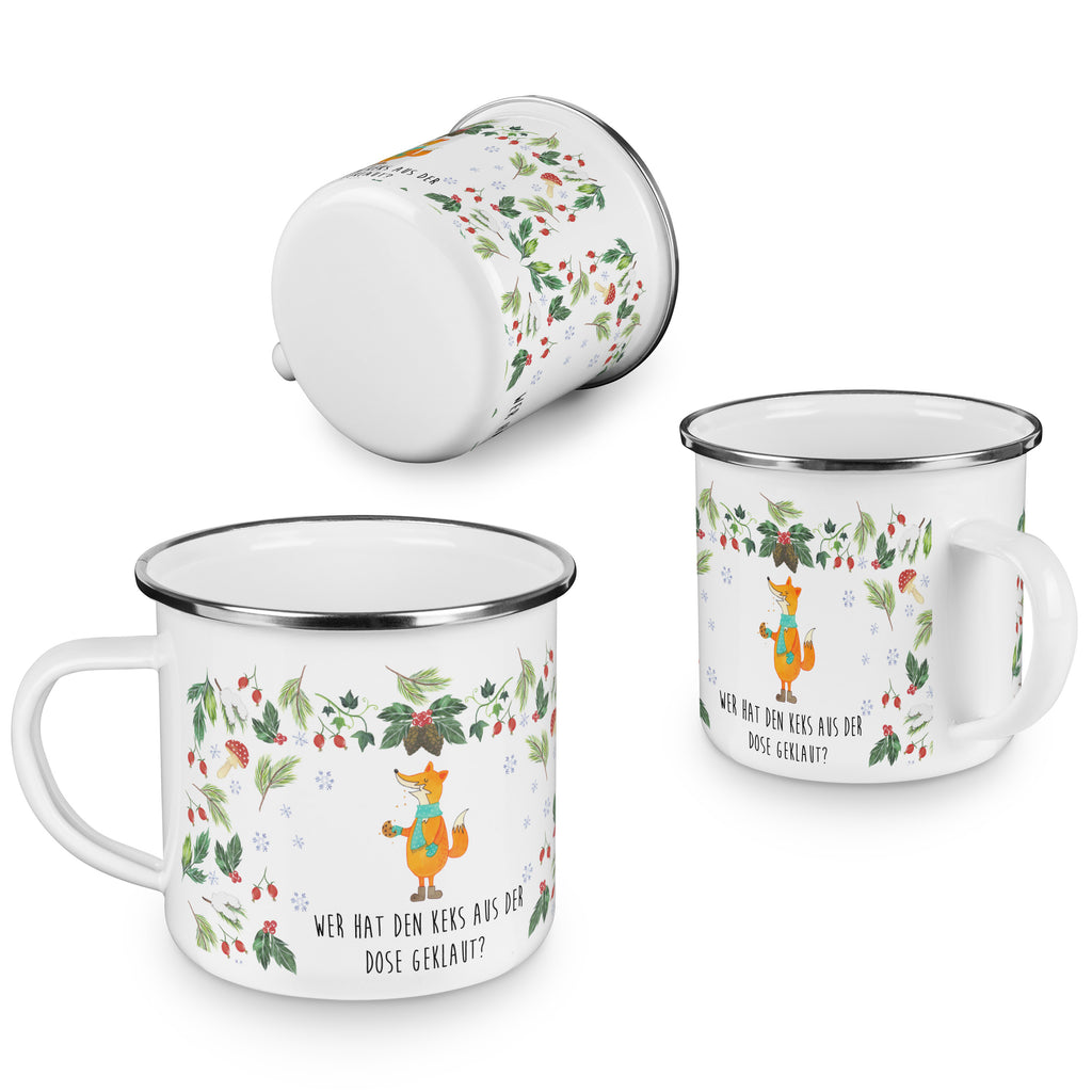Camping Emaille Tasse Fuchs Keksdose Campingtasse, Trinkbecher, Metalltasse, Outdoor Tasse, Emaille Trinkbecher, Blechtasse Outdoor, Emaille Campingbecher, Edelstahl Trinkbecher, Metalltasse für Camping, Kaffee Blechtasse, Camping Tasse Metall, Winter, Weihnachten, Weihnachtsdeko, Nikolaus, Advent, Heiligabend, Wintermotiv