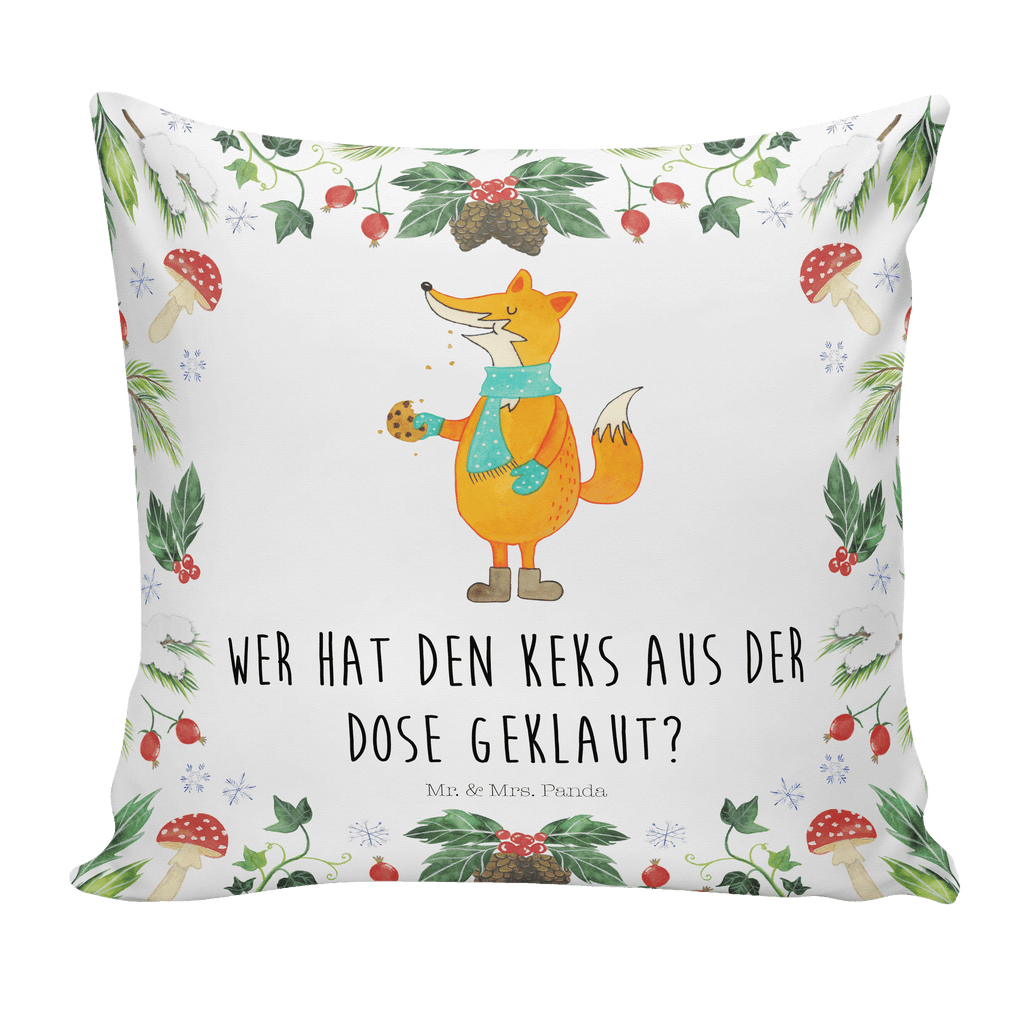 40x40 Kissen Fuchs Keksdose Kissenhülle, Kopfkissen, Sofakissen, Dekokissen, Motivkissen, Winter, Weihnachten, Weihnachtsdeko, Nikolaus, Advent, Heiligabend, Wintermotiv