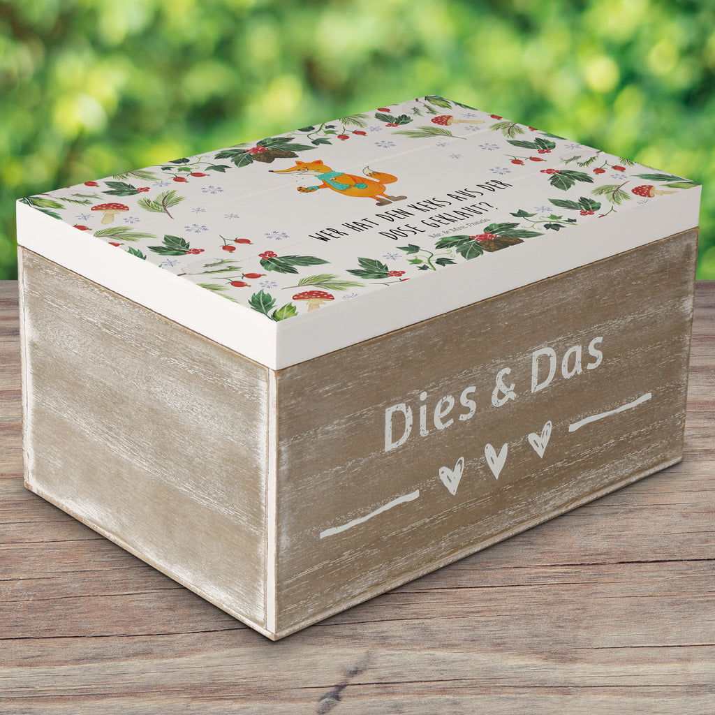 Holzkiste Fuchs Keksdose Holzkiste, Kiste, Schatzkiste, Truhe, Schatulle, XXL, Erinnerungsbox, Erinnerungskiste, Dekokiste, Aufbewahrungsbox, Winter, Weihnachten, Weihnachtsdeko, Nikolaus, Advent, Heiligabend, Wintermotiv