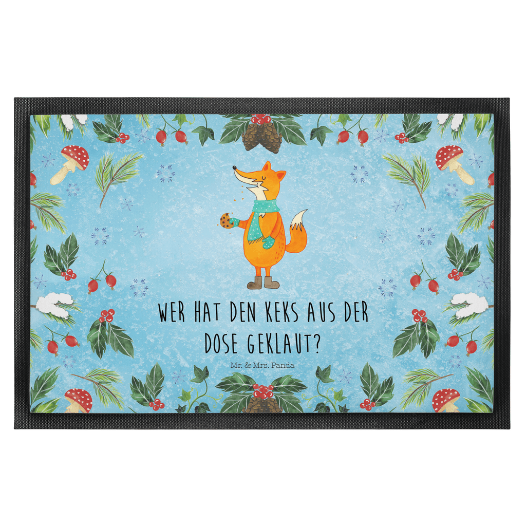 Fußmatte Fuchs Keksdose  Türvorleger, Schmutzmatte, Fußabtreter, Matte, Schmutzfänger, Fußabstreifer, Schmutzfangmatte, Türmatte, Motivfußmatte,  Haustürmatte, Vorleger  Winter, Weihnachten, Weihnachtsdeko, Nikolaus, Advent, Heiligabend, Wintermotiv