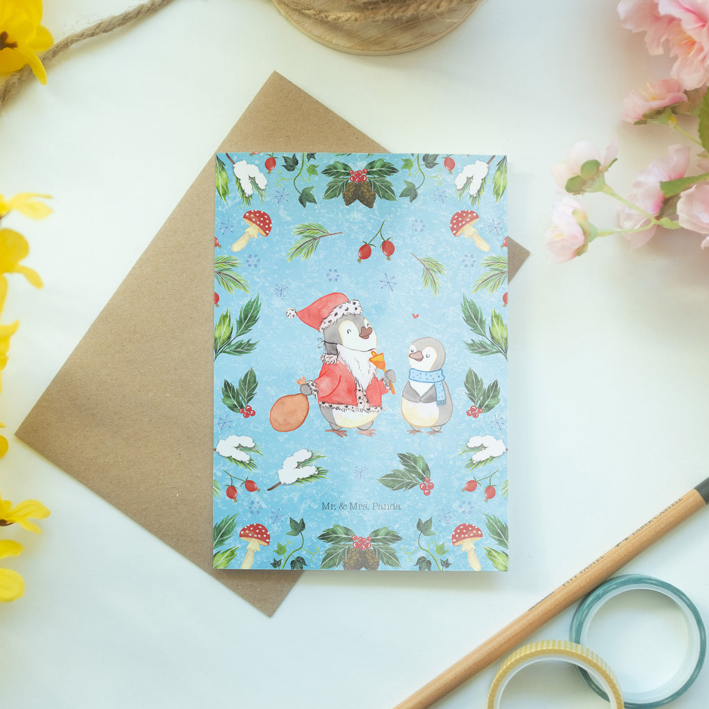 Grußkarte Pinguin Wunschliste Klappkarte, Einladungskarte, Glückwunschkarte, Hochzeitskarte, Geburtstagskarte, Karte, Winter, Weihnachten, Weihnachtsdeko, Nikolaus, Advent, Heiligabend, Wintermotiv