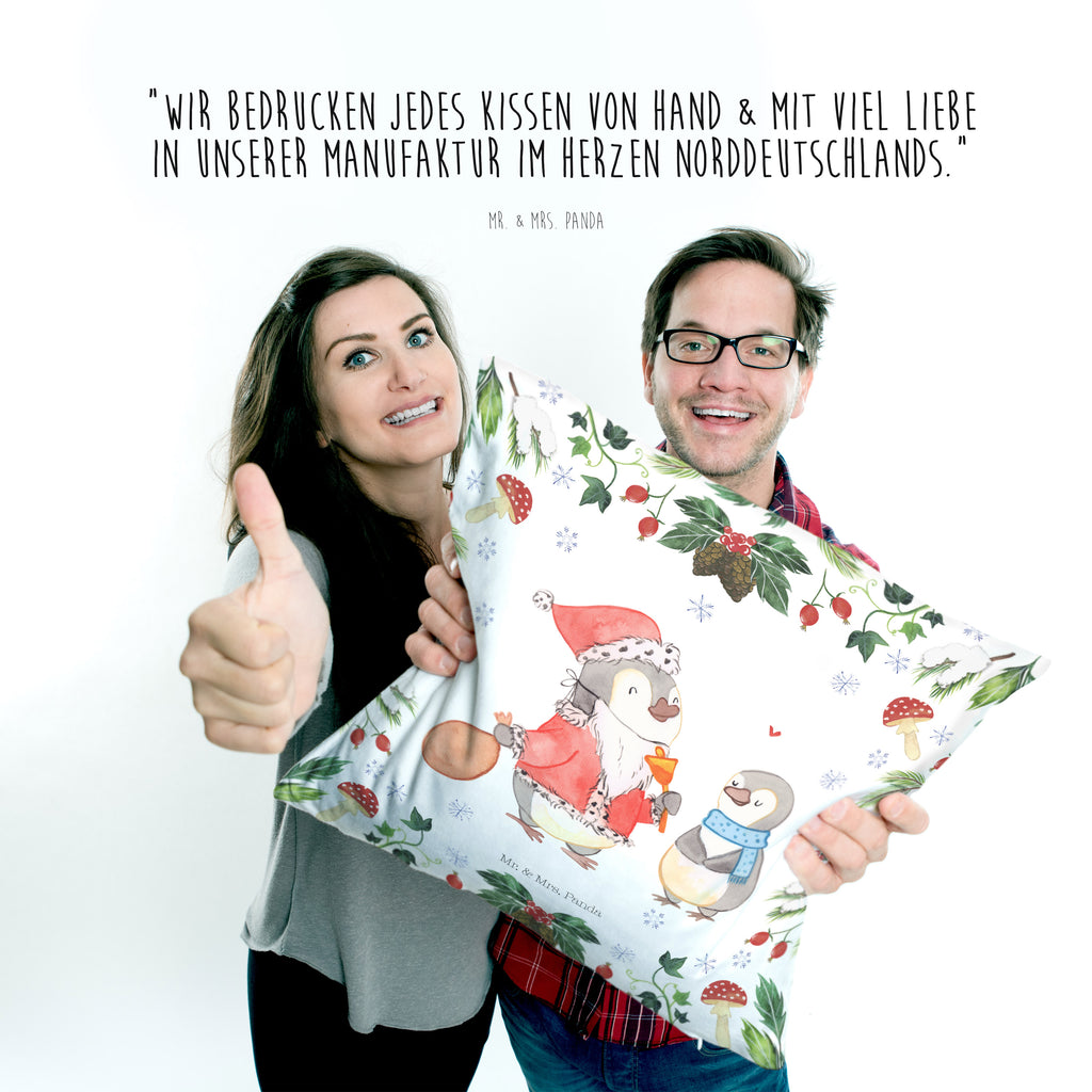 40x40 Kissen Pinguin Wunschliste Kissenhülle, Kopfkissen, Sofakissen, Dekokissen, Motivkissen, Winter, Weihnachten, Weihnachtsdeko, Nikolaus, Advent, Heiligabend, Wintermotiv