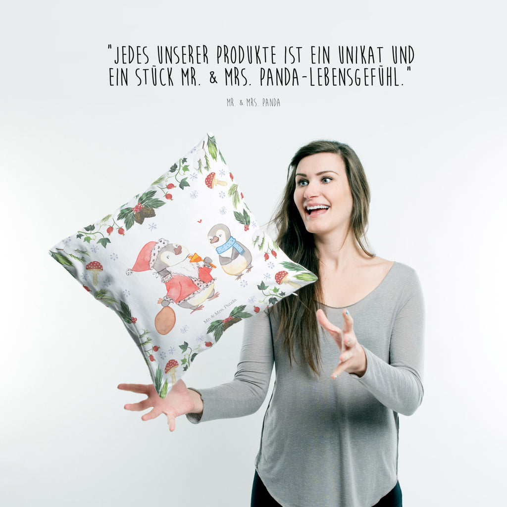 40x40 Kissen Pinguin Wunschliste Kissenhülle, Kopfkissen, Sofakissen, Dekokissen, Motivkissen, Winter, Weihnachten, Weihnachtsdeko, Nikolaus, Advent, Heiligabend, Wintermotiv