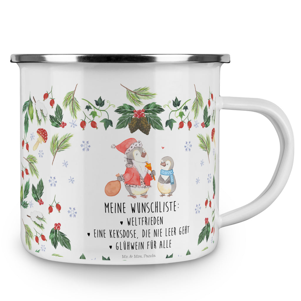 Camping Emaille Tasse Pinguin Wunschliste Campingtasse, Trinkbecher, Metalltasse, Outdoor Tasse, Emaille Trinkbecher, Blechtasse Outdoor, Emaille Campingbecher, Edelstahl Trinkbecher, Metalltasse für Camping, Kaffee Blechtasse, Camping Tasse Metall, Winter, Weihnachten, Weihnachtsdeko, Nikolaus, Advent, Heiligabend, Wintermotiv