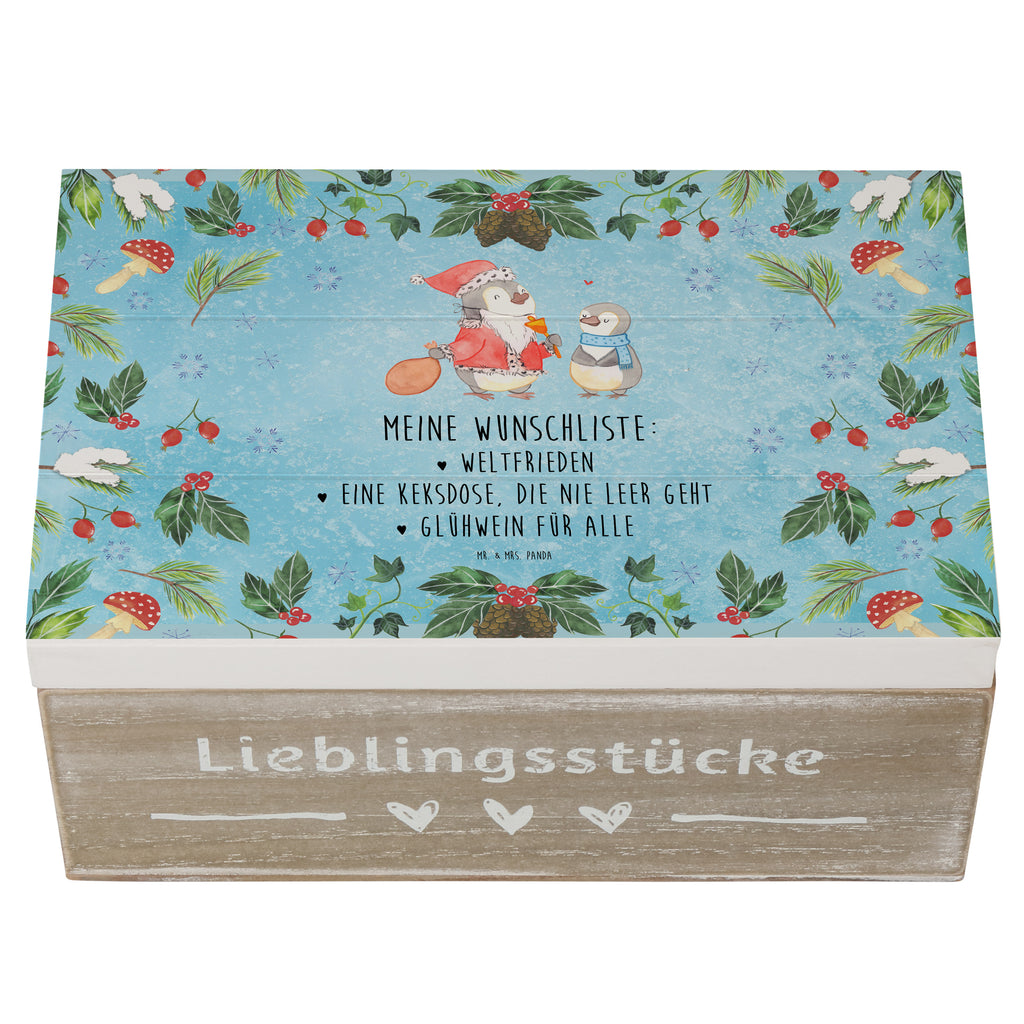 Holzkiste Pinguin Wunschliste Holzkiste, Kiste, Schatzkiste, Truhe, Schatulle, XXL, Erinnerungsbox, Erinnerungskiste, Dekokiste, Aufbewahrungsbox, Winter, Weihnachten, Weihnachtsdeko, Nikolaus, Advent, Heiligabend, Wintermotiv