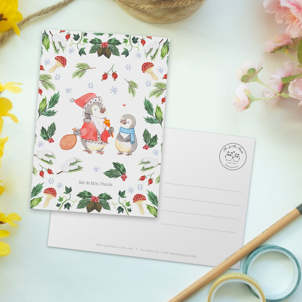 Postkarte Pinguin Wunschliste Geschenkkarte, Grußkarte, Karte, Einladung, Ansichtskarte, Geburtstagskarte, Einladungskarte, Winter, Weihnachten, Weihnachtsdeko, Nikolaus, Advent, Heiligabend, Wintermotiv