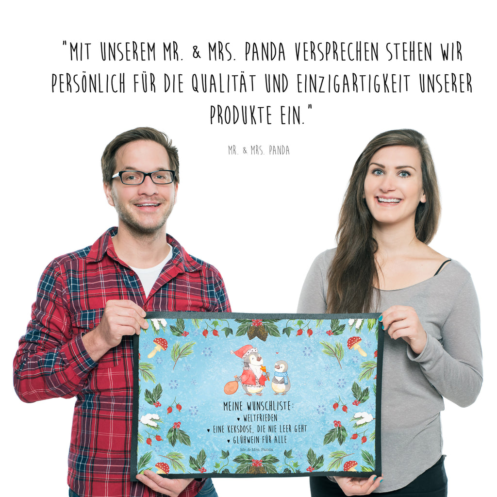 Fußmatte Pinguin Wunschliste  Türvorleger, Schmutzmatte, Fußabtreter, Matte, Schmutzfänger, Fußabstreifer, Schmutzfangmatte, Türmatte, Motivfußmatte,  Haustürmatte, Vorleger  Winter, Weihnachten, Weihnachtsdeko, Nikolaus, Advent, Heiligabend, Wintermotiv