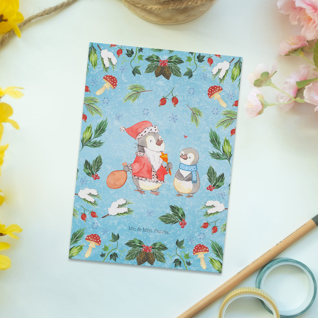 Postkarte Pinguin Wunschliste Geschenkkarte, Grußkarte, Karte, Einladung, Ansichtskarte, Geburtstagskarte, Einladungskarte, Winter, Weihnachten, Weihnachtsdeko, Nikolaus, Advent, Heiligabend, Wintermotiv