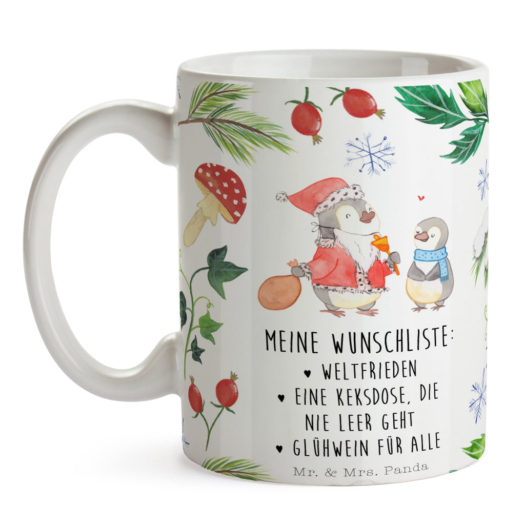 Tasse Pinguin Wunschliste  Becher, Kaffeetasse, Kaffeebecher, Tee, Frühstück, Büro  Winter, Weihnachten, Weihnachtsdeko, Nikolaus, Advent, Heiligabend, Wintermotiv