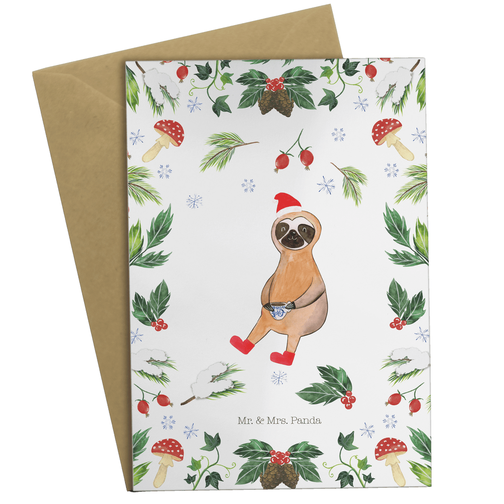 Grußkarte Faultier Kakao Klappkarte, Einladungskarte, Glückwunschkarte, Hochzeitskarte, Geburtstagskarte, Karte, Winter, Weihnachten, Weihnachtsdeko, Nikolaus, Advent, Heiligabend, Wintermotiv