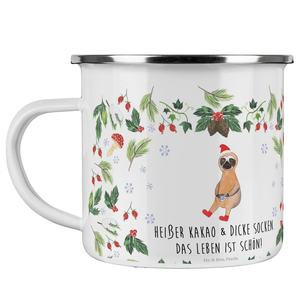 Camping Emaille Tasse Faultier Kakao Campingtasse, Trinkbecher, Metalltasse, Outdoor Tasse, Emaille Trinkbecher, Blechtasse Outdoor, Emaille Campingbecher, Edelstahl Trinkbecher, Metalltasse für Camping, Kaffee Blechtasse, Camping Tasse Metall, Winter, Weihnachten, Weihnachtsdeko, Nikolaus, Advent, Heiligabend, Wintermotiv