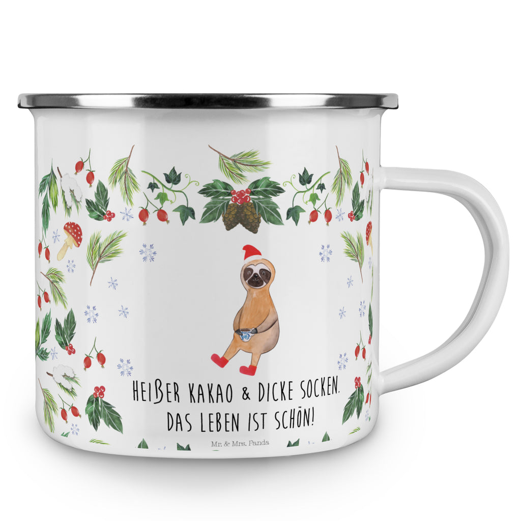 Camping Emaille Tasse Faultier Kakao Campingtasse, Trinkbecher, Metalltasse, Outdoor Tasse, Emaille Trinkbecher, Blechtasse Outdoor, Emaille Campingbecher, Edelstahl Trinkbecher, Metalltasse für Camping, Kaffee Blechtasse, Camping Tasse Metall, Winter, Weihnachten, Weihnachtsdeko, Nikolaus, Advent, Heiligabend, Wintermotiv