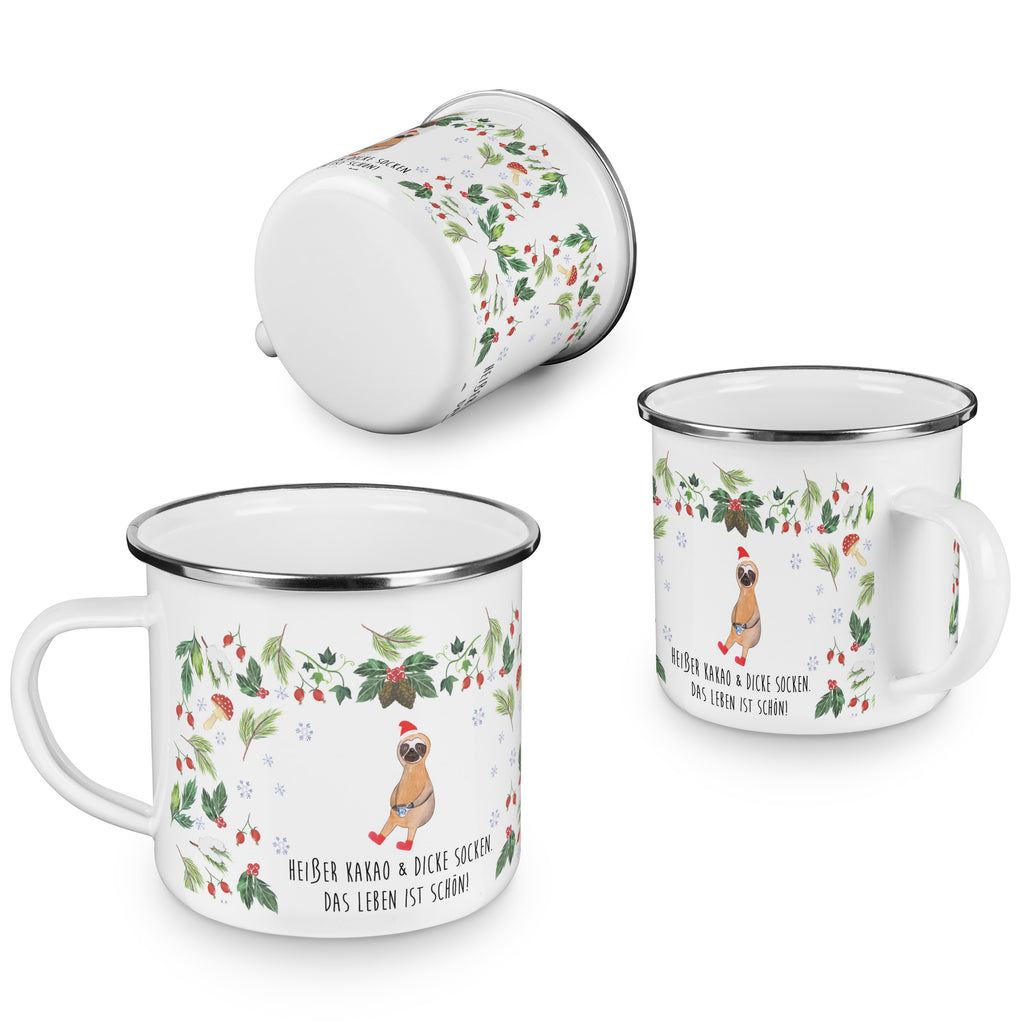 Camping Emaille Tasse Faultier Kakao Campingtasse, Trinkbecher, Metalltasse, Outdoor Tasse, Emaille Trinkbecher, Blechtasse Outdoor, Emaille Campingbecher, Edelstahl Trinkbecher, Metalltasse für Camping, Kaffee Blechtasse, Camping Tasse Metall, Winter, Weihnachten, Weihnachtsdeko, Nikolaus, Advent, Heiligabend, Wintermotiv