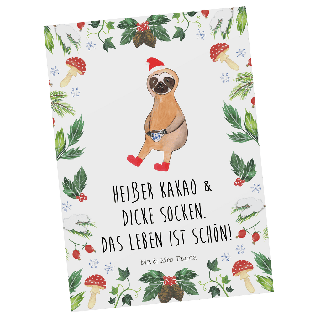 Postkarte Faultier Kakao Geschenkkarte, Grußkarte, Karte, Einladung, Ansichtskarte, Geburtstagskarte, Einladungskarte, Winter, Weihnachten, Weihnachtsdeko, Nikolaus, Advent, Heiligabend, Wintermotiv