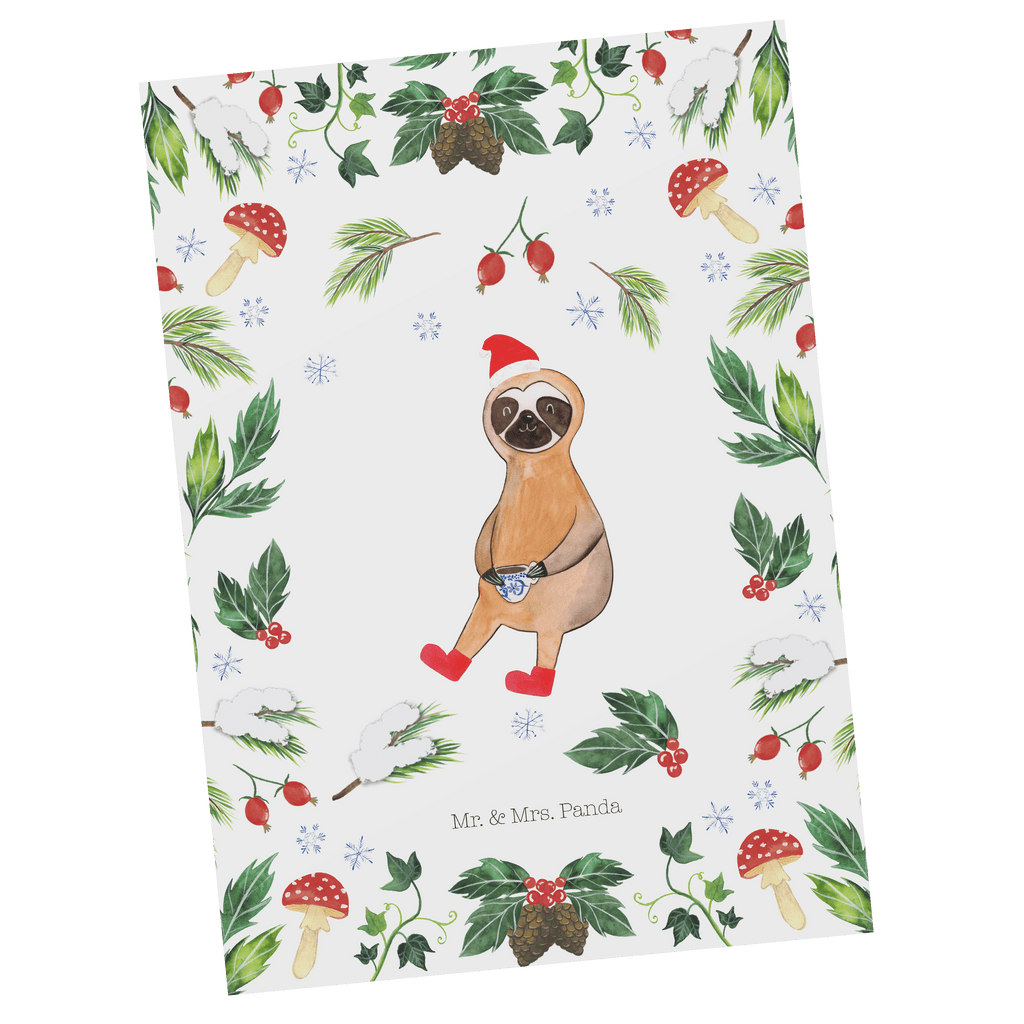 Postkarte Faultier Kakao Geschenkkarte, Grußkarte, Karte, Einladung, Ansichtskarte, Geburtstagskarte, Einladungskarte, Winter, Weihnachten, Weihnachtsdeko, Nikolaus, Advent, Heiligabend, Wintermotiv