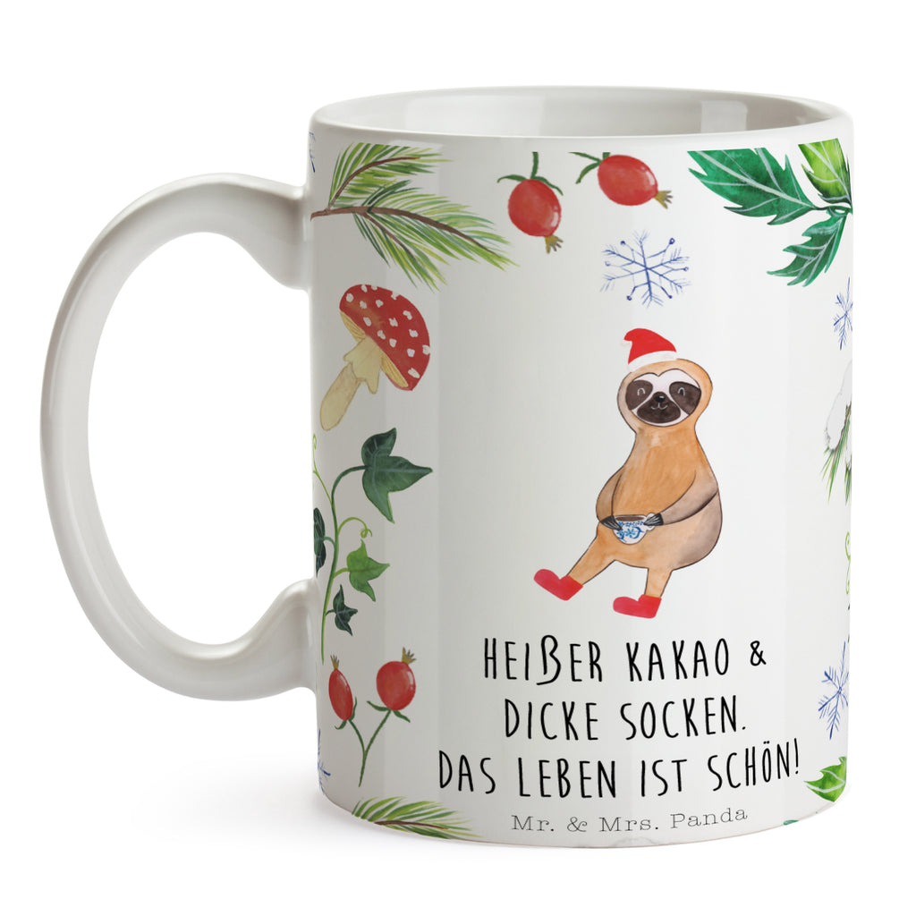 Tasse Faultier Kakao  Becher, Kaffeetasse, Kaffeebecher, Tee, Frühstück, Büro  Winter, Weihnachten, Weihnachtsdeko, Nikolaus, Advent, Heiligabend, Wintermotiv