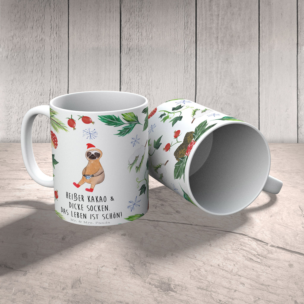 Tasse Faultier Kakao  Becher, Kaffeetasse, Kaffeebecher, Tee, Frühstück, Büro  Winter, Weihnachten, Weihnachtsdeko, Nikolaus, Advent, Heiligabend, Wintermotiv