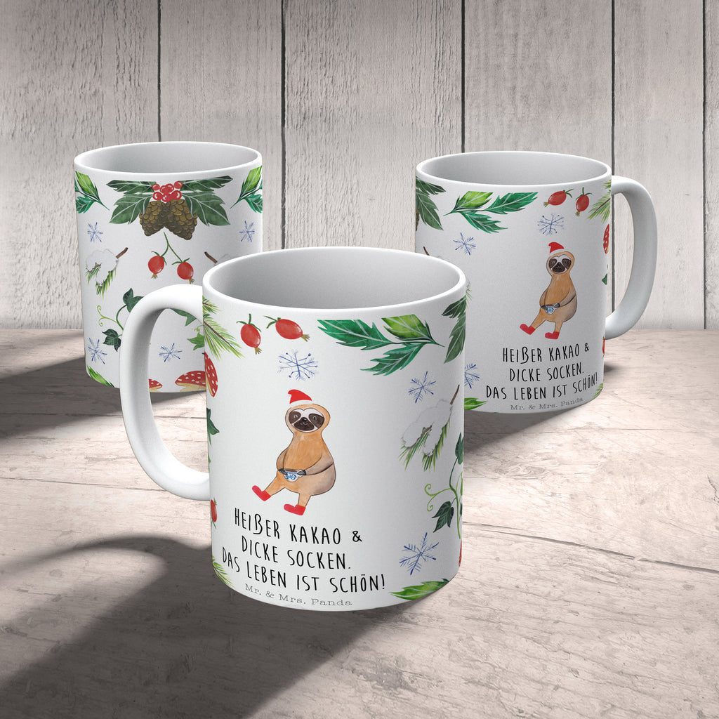 Tasse Faultier Kakao  Becher, Kaffeetasse, Kaffeebecher, Tee, Frühstück, Büro  Winter, Weihnachten, Weihnachtsdeko, Nikolaus, Advent, Heiligabend, Wintermotiv