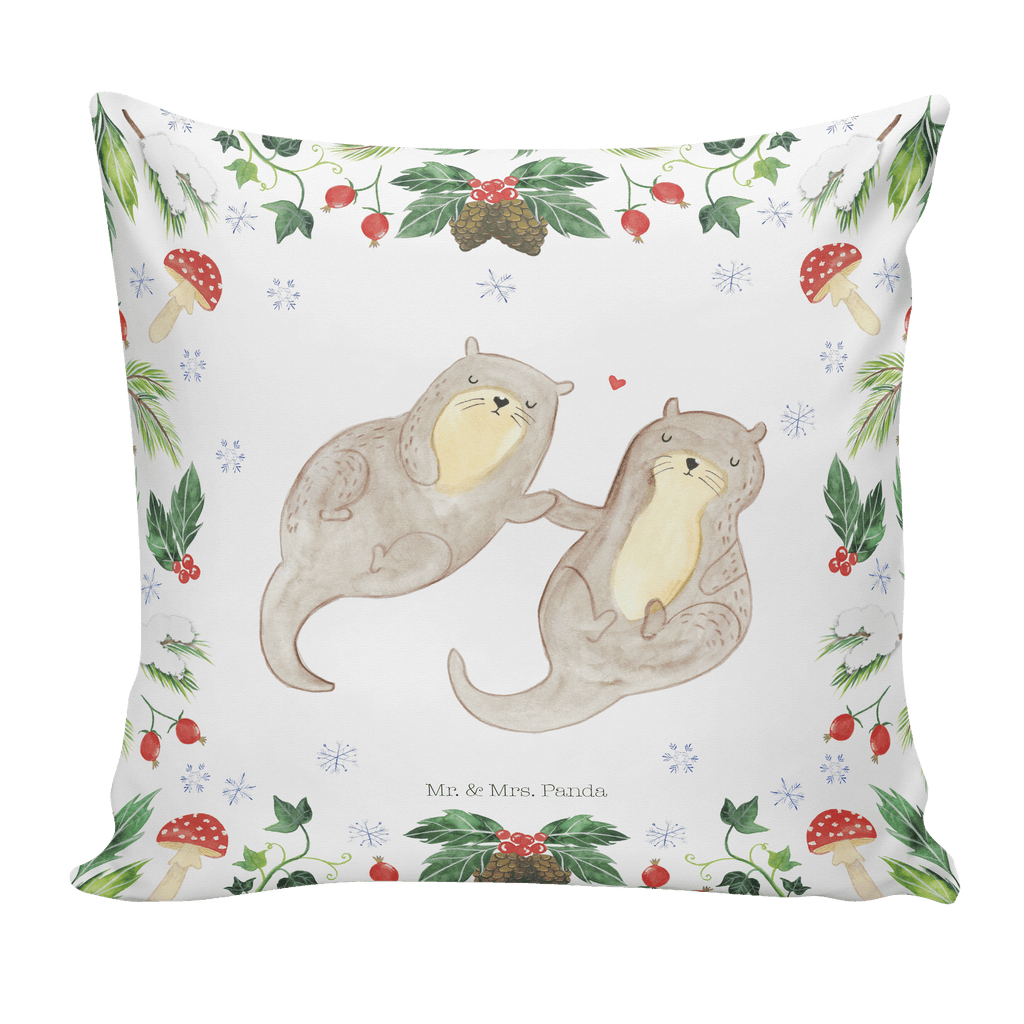 40x40 Kissen Otter Glühweinstand Kissenhülle, Kopfkissen, Sofakissen, Dekokissen, Motivkissen, Winter, Weihnachten, Weihnachtsdeko, Nikolaus, Advent, Heiligabend, Wintermotiv