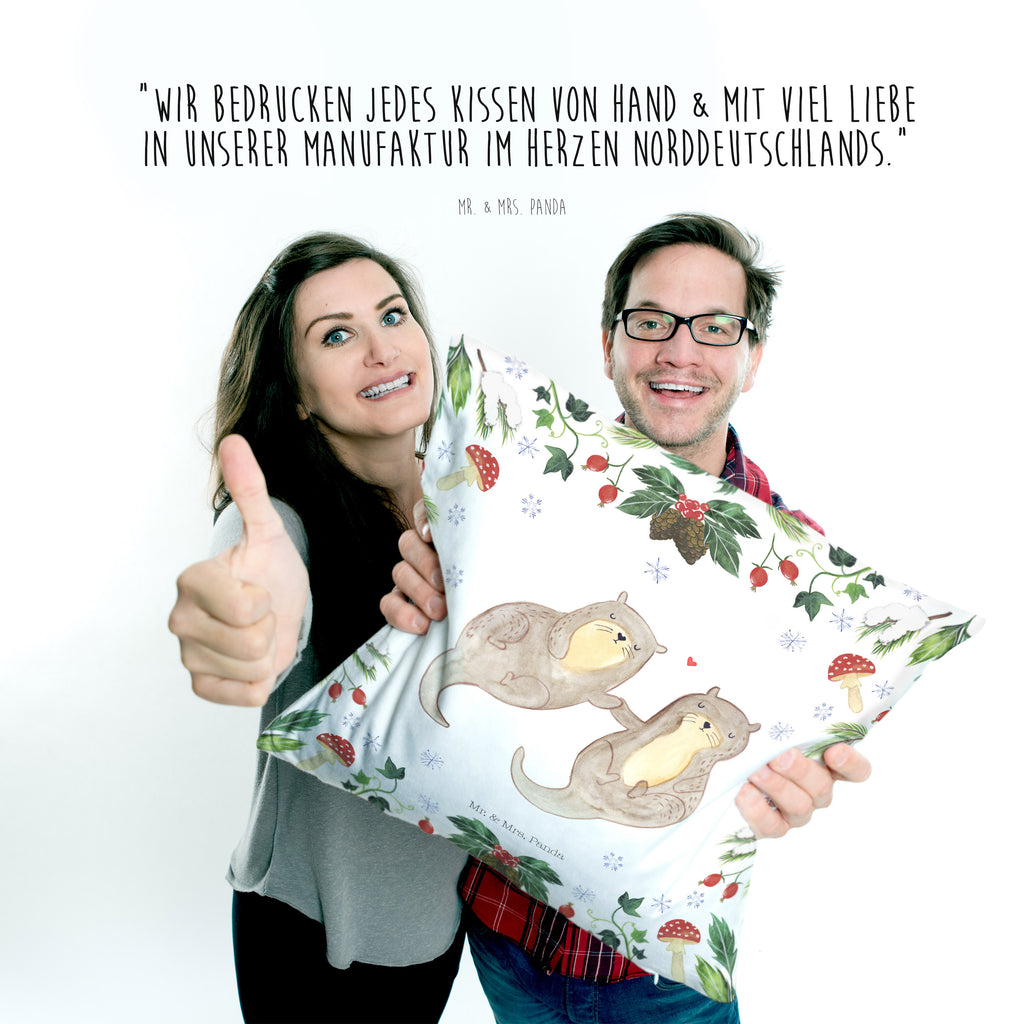 40x40 Kissen Otter Glühweinstand Kissenhülle, Kopfkissen, Sofakissen, Dekokissen, Motivkissen, Winter, Weihnachten, Weihnachtsdeko, Nikolaus, Advent, Heiligabend, Wintermotiv