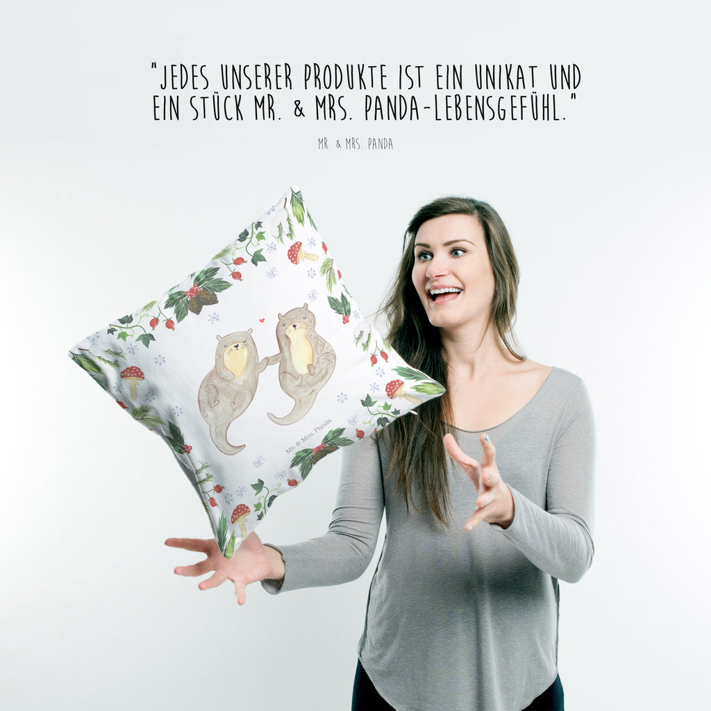 40x40 Kissen Otter Glühweinstand Kissenhülle, Kopfkissen, Sofakissen, Dekokissen, Motivkissen, Winter, Weihnachten, Weihnachtsdeko, Nikolaus, Advent, Heiligabend, Wintermotiv