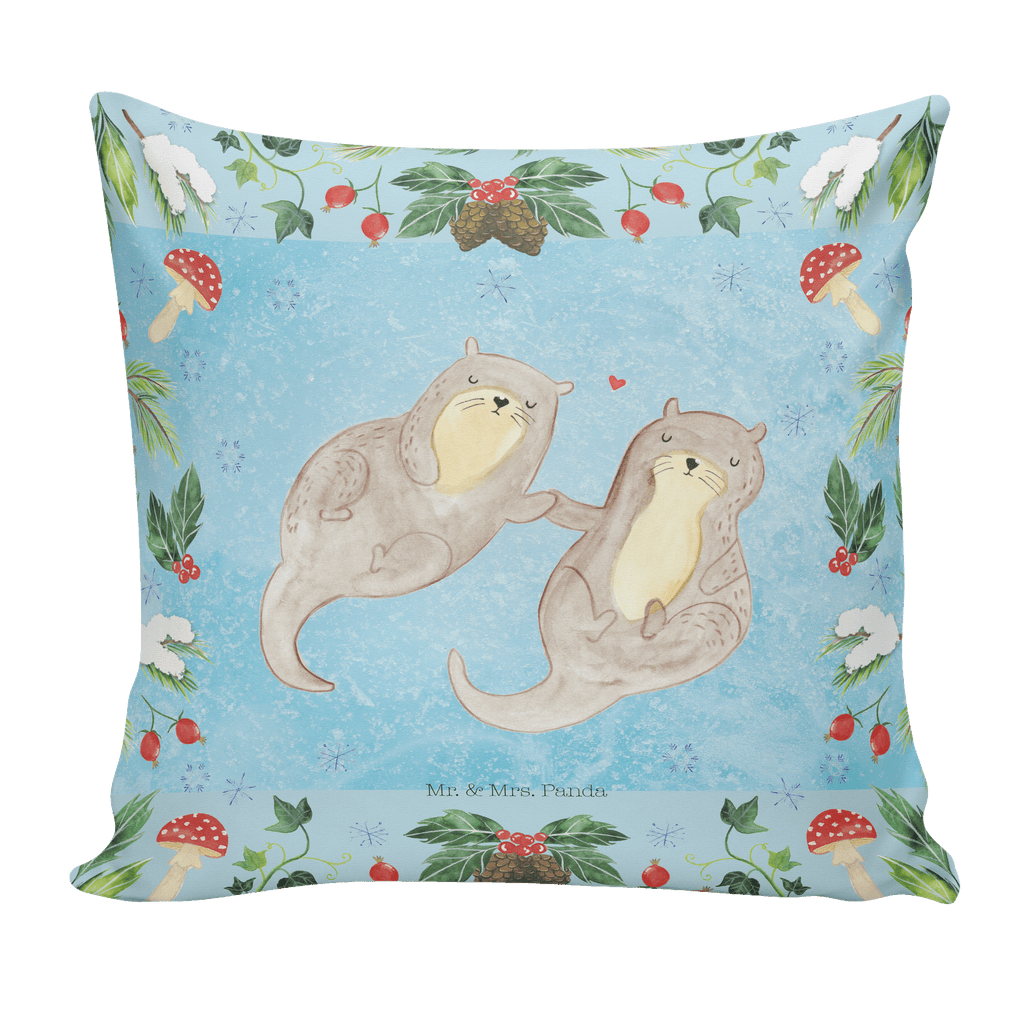 40x40 Kissen Otter Glühweinstand Kissenhülle, Kopfkissen, Sofakissen, Dekokissen, Motivkissen, Winter, Weihnachten, Weihnachtsdeko, Nikolaus, Advent, Heiligabend, Wintermotiv