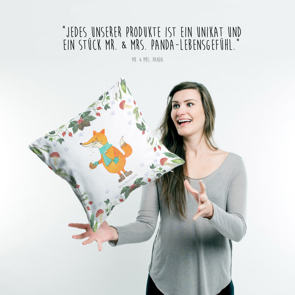 40x40 Kissen Fuchs Keksdose Kissenhülle, Kopfkissen, Sofakissen, Dekokissen, Motivkissen, Winter, Weihnachten, Weihnachtsdeko, Nikolaus, Advent, Heiligabend, Wintermotiv